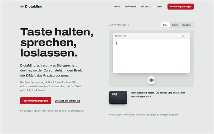 Startseite von DictaMind
